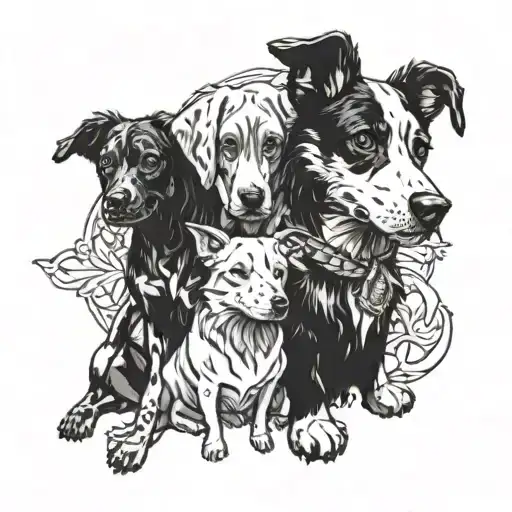 actors friends mix dog tattoo design idea