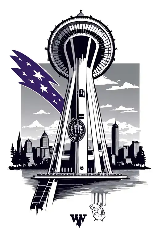 university of Washington space needle washington tattoo design idea