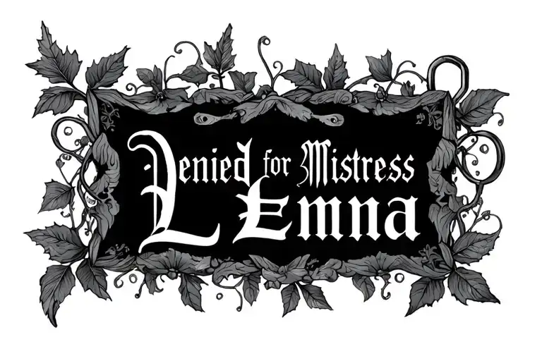 "DENIED FOR MISTRESS EMMA" padlock ivy denied perminant tattoo design idea