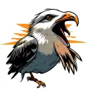 screaming seagull palm trees sunset tattoo design idea