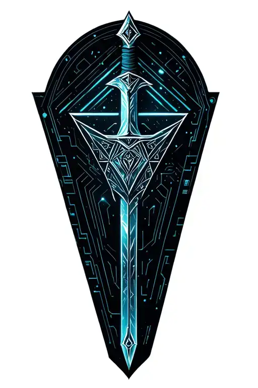 Sword with geometric triangles  tattoo design idea