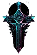 Sword with geometric triangles  tattoo design idea