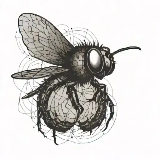 minimal face tattoo of fly, done in prison, stick and poke, made to be under the eye tattoo design idea