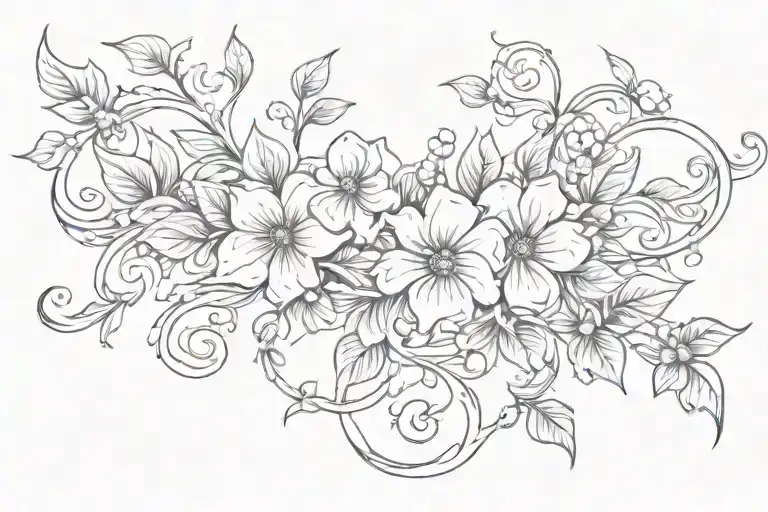 Tramp Stamp flower vine tattoo design idea