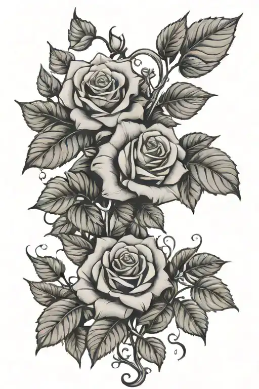 Ivy vine with roses  tattoo design idea