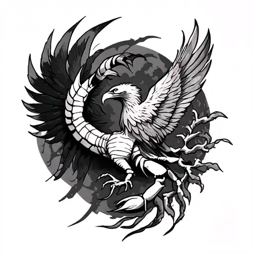 Scorpio ♏️, eagle, Phoenix  neck front tattoo design idea