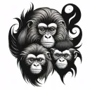 Make me and golden lion tamarin mother and child. Include a heart made from R and M. tattoo design idea