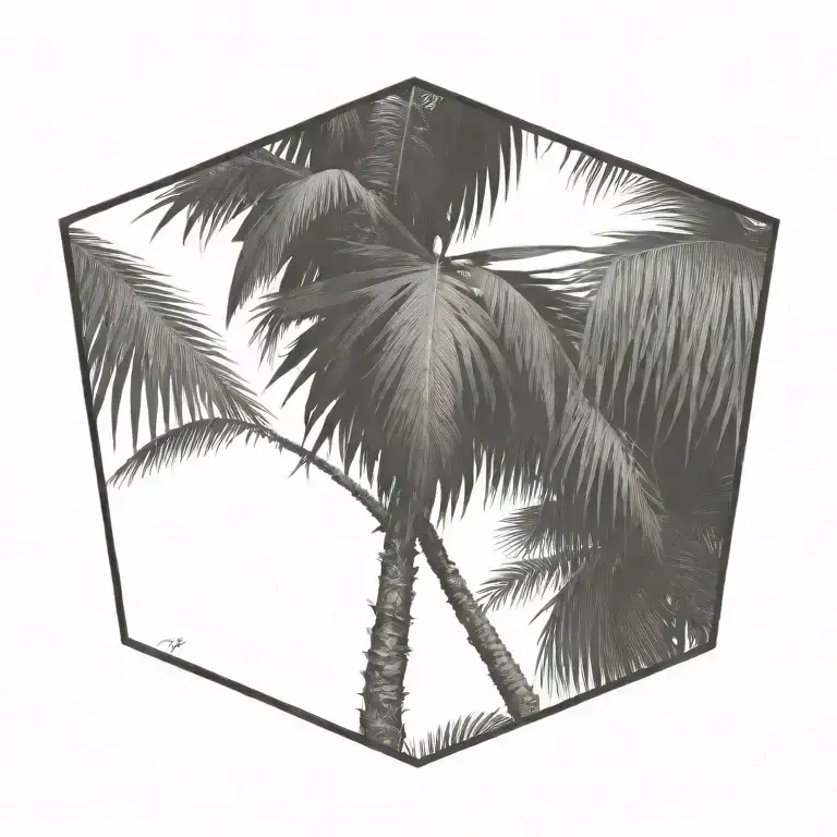 palm botanic style drawing tattoo design idea