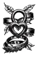 wedding rings with heart shaped lock tattoo design idea