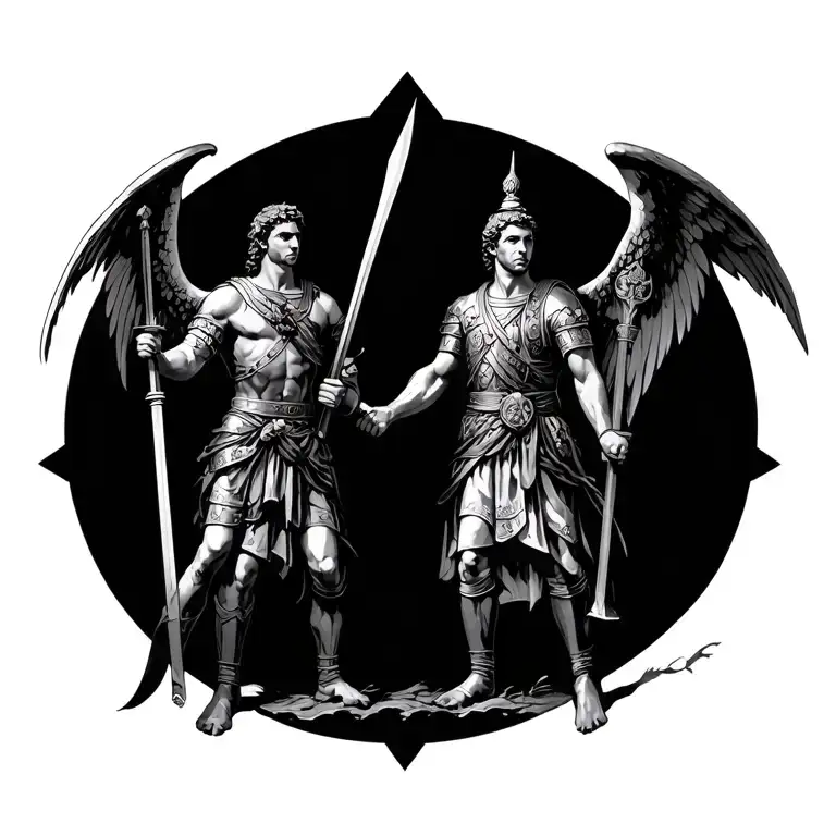 St. Michael and St. Florian roman soldiers tattoo design idea