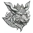 angry boar head wearing a crown With Blue Eyes looking straight Tattoo Design Featuring Celtic Trinity Knot Tattoo  tattoo design idea