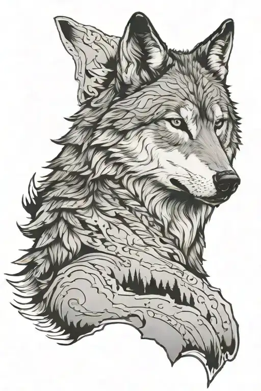 Wolf, Tennessee state outline tattoo design idea