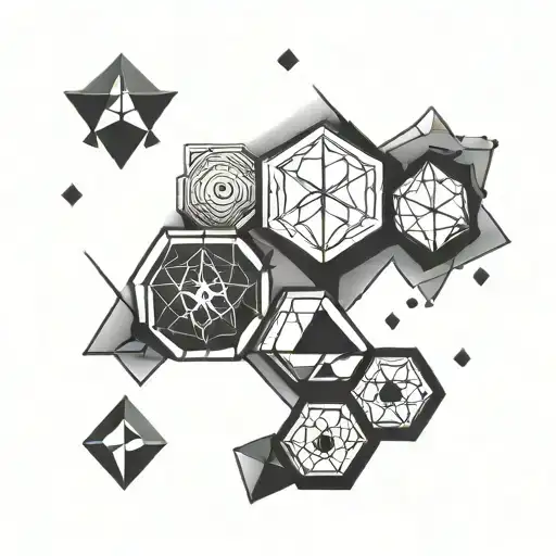 pentagons with game symbols in it tattoo design idea