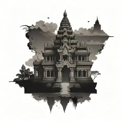 angkor wat shape without details, only black shape tattoo design idea