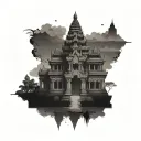 angkor wat shape without details, only black shape tattoo design idea