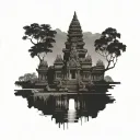 angkor wat shape without details, only black shape tattoo design idea
