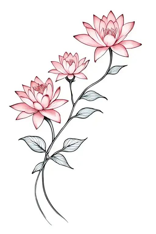 oxytocin with honeysuckle and water lily flowers intertwined tattoo design idea
