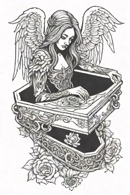 coffin angel tattoo design idea