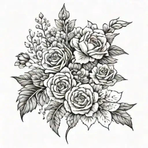 spine tattoo with birth flowers September, November, July, April tattoo design idea