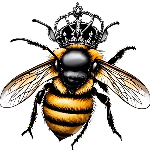queen bee wearing crown adorned tattoo design idea