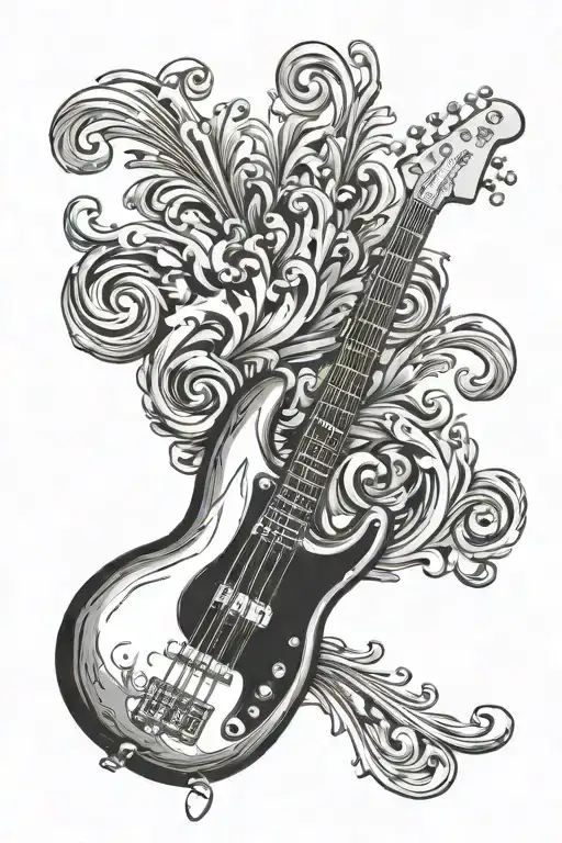 bass guitar round tattoo design idea