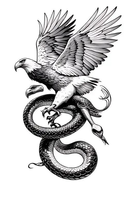 eagle fighting a snake tattoo design idea