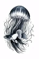 Goldfish and Jellyfish tattoo design idea