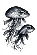 Goldfish and Jellyfish tattoo design idea
