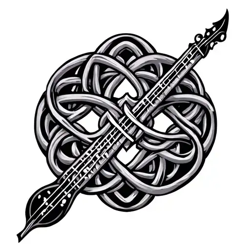 A music stave and Celtic irish tattoo design idea