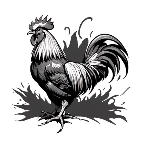 rooster fighting stance tattoo design idea