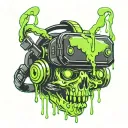 black vr headset with lime green slime dripping tattoo design idea