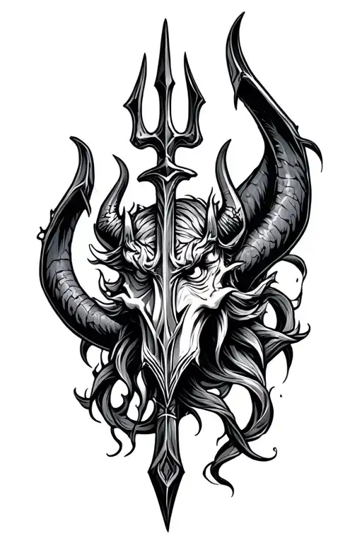 poseidons trident devil trident tattoo design idea