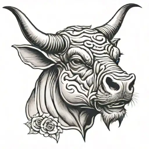 raging bull head tattoo design idea