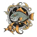 fish fishing hooks tattoo design idea