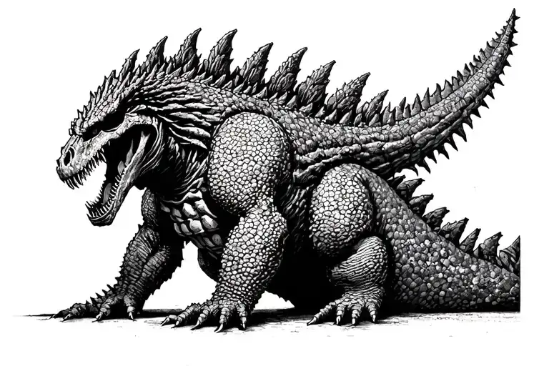Godzilla memento mori tattoo design idea