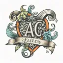letter AC surrounded by a heart shape tattoo design idea