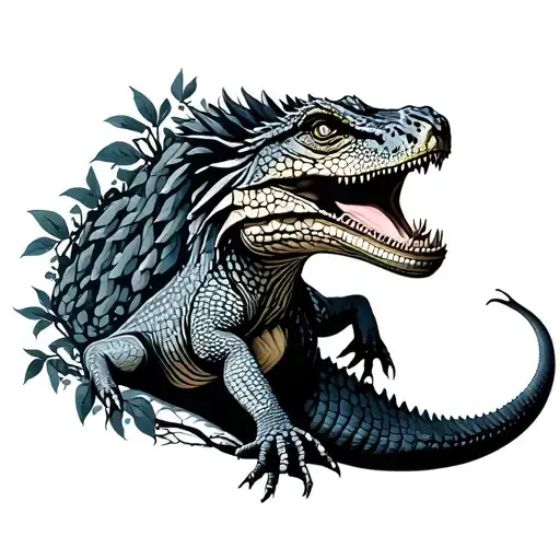 komodo dragons with vines  tattoo design idea