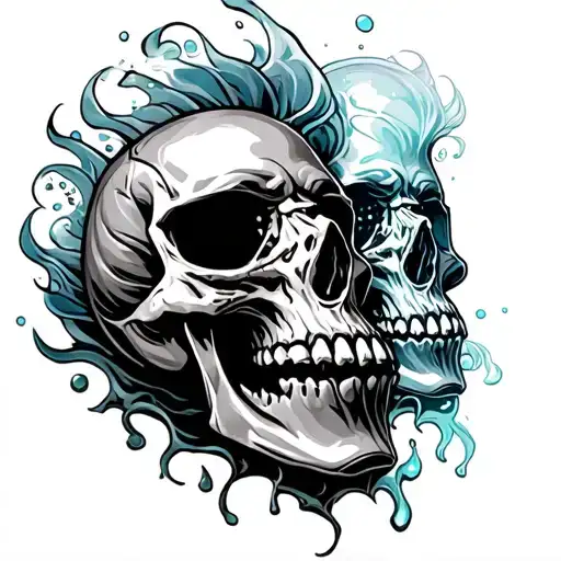 skull and aquamans fosh scale tattoo design idea