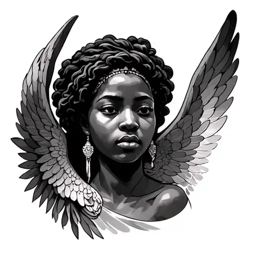 African Angel tattoo design idea