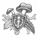 Scottish mushroom coat of arms raised tattoo design idea