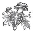 Scottish mushroom coat of arms raised tattoo design idea