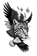aztec theme sleeve tattoo featuring leopard and eagles tattoo design idea