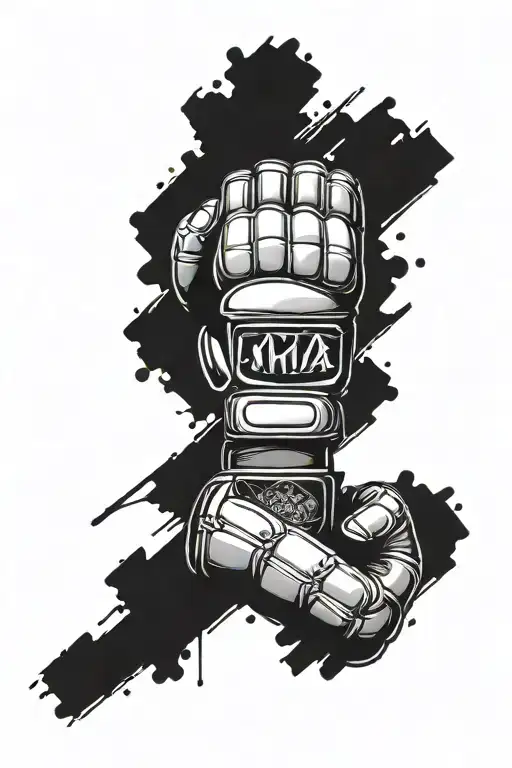 mma gloves and behind it a mma octagon tattoo design idea