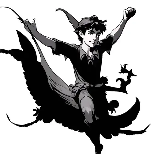 peter pan flying tattoo design idea