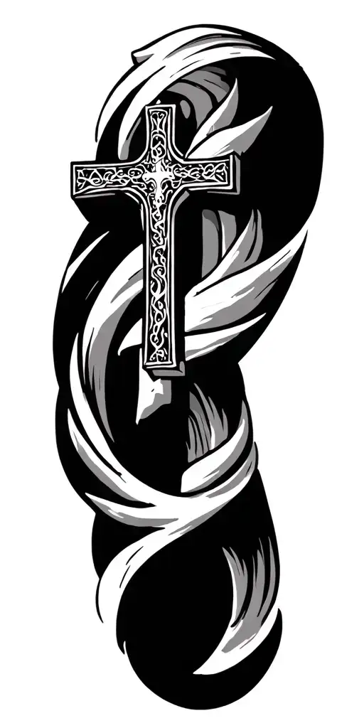 catholic cross tattoo design idea
