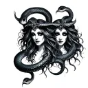 hecate goddess snake witchcraft wearing fown 3 faces tattoo design idea