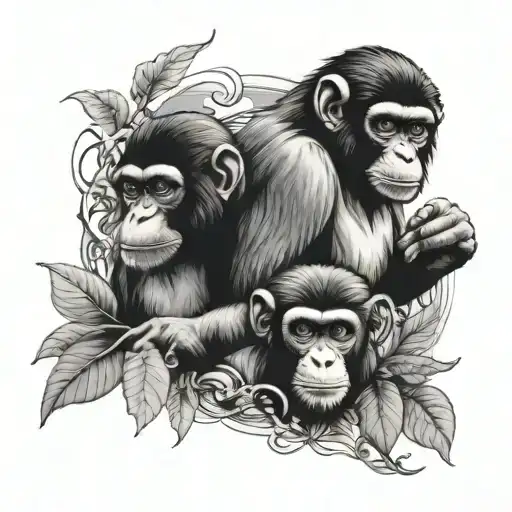 Natures Revolution with monkeys tattoo design idea