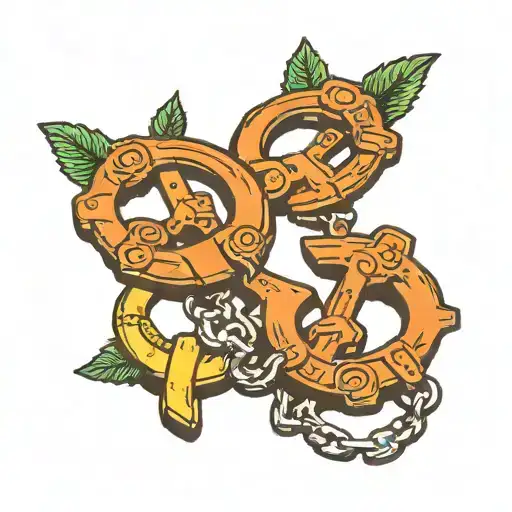 handcuffs with a 15 in between them tattoo design idea