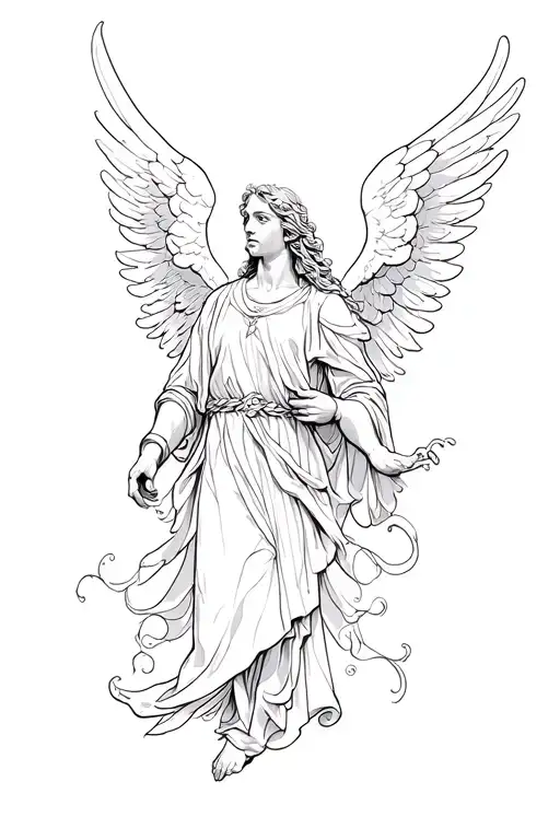 archangel Gabriel blowing tattoo design idea