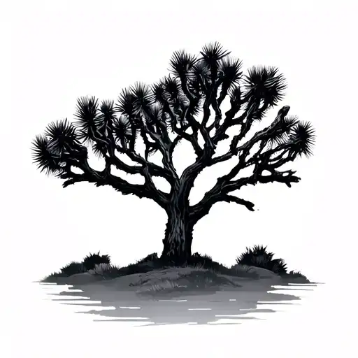 joshua tree gradient background tattoo design idea
